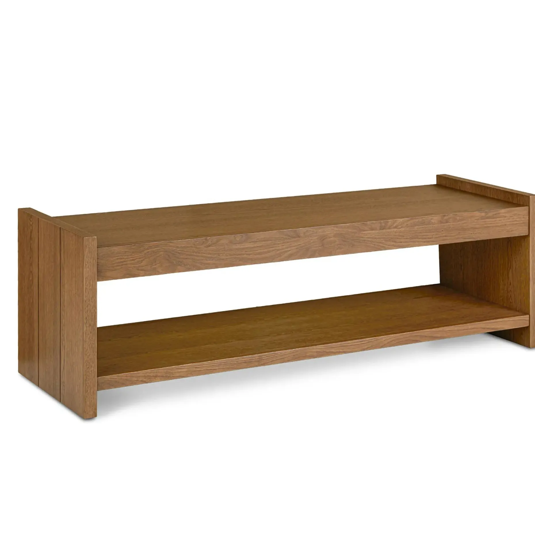 Cassie 56" Bench - Smoked Oak and Taupe Chenille