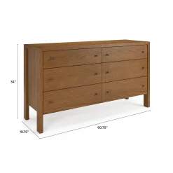 Cassie 6-Drawer Double Dresser - Smoked Oak