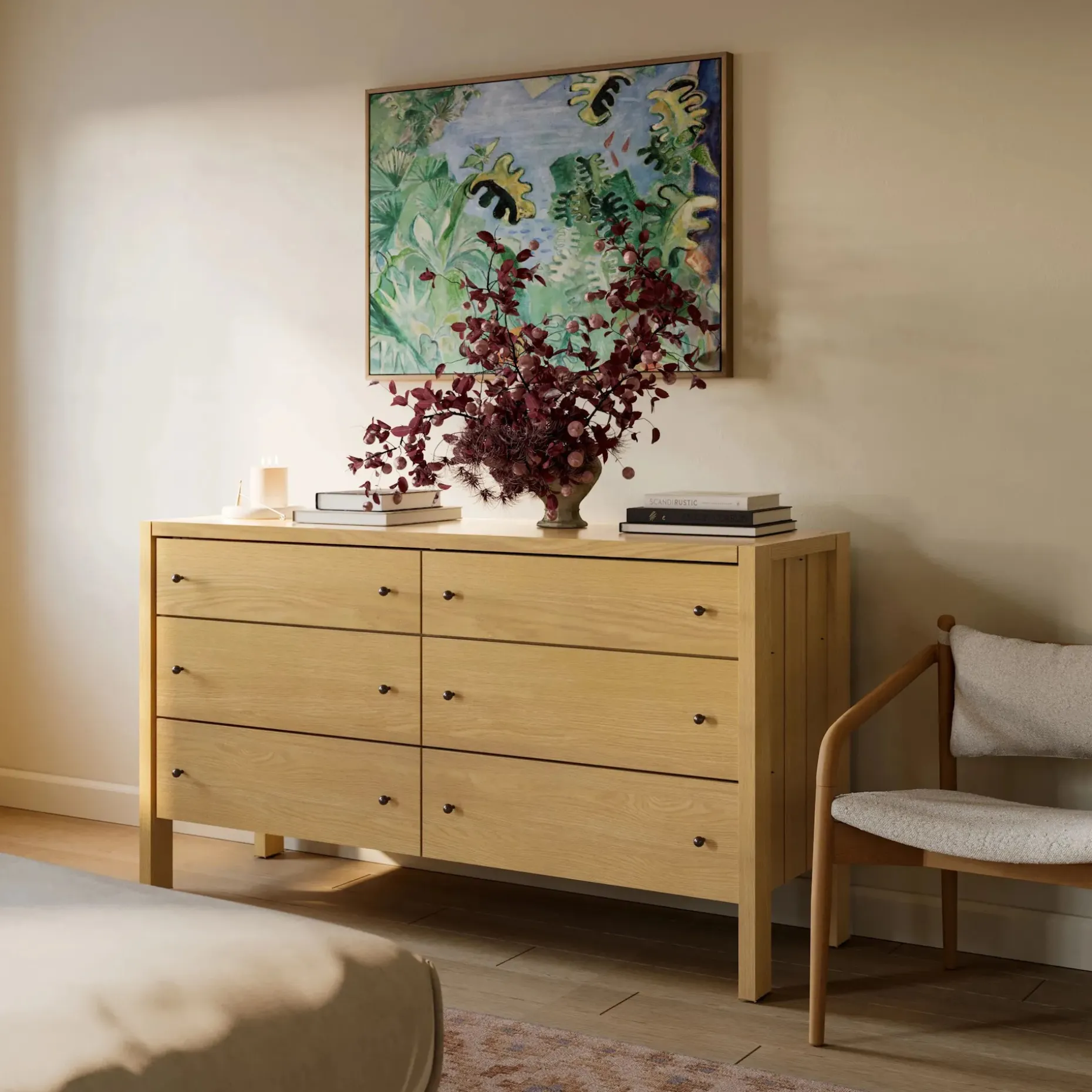 Cassie 6-Drawer Double Dresser - Natural Oak