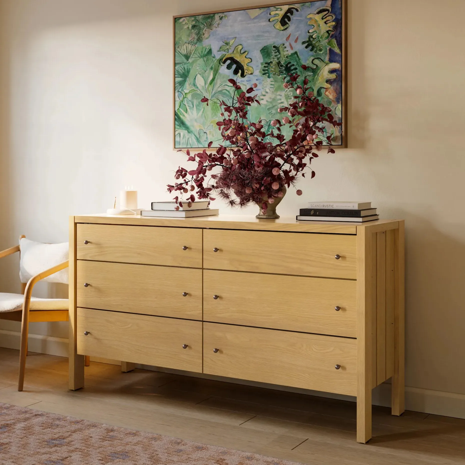 Cassie 6-Drawer Double Dresser - Natural Oak