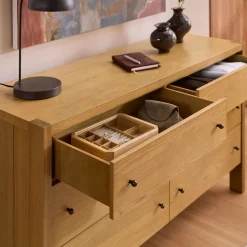 Cassie 6-Drawer Double Dresser - Natural Oak