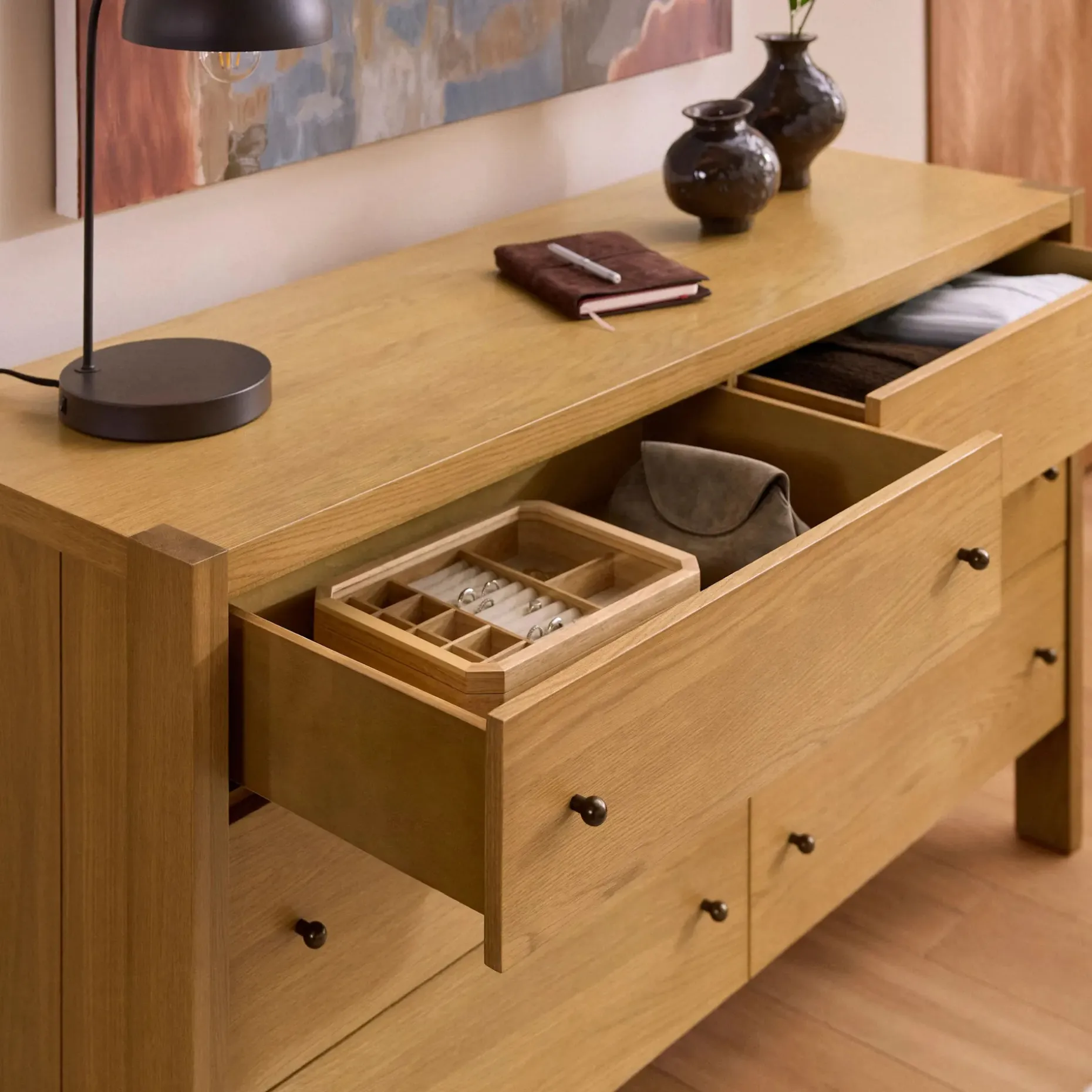 Cassie 6-Drawer Double Dresser - Natural Oak