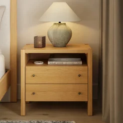 Cassie 2-Drawer Nightstand - Natural Oak