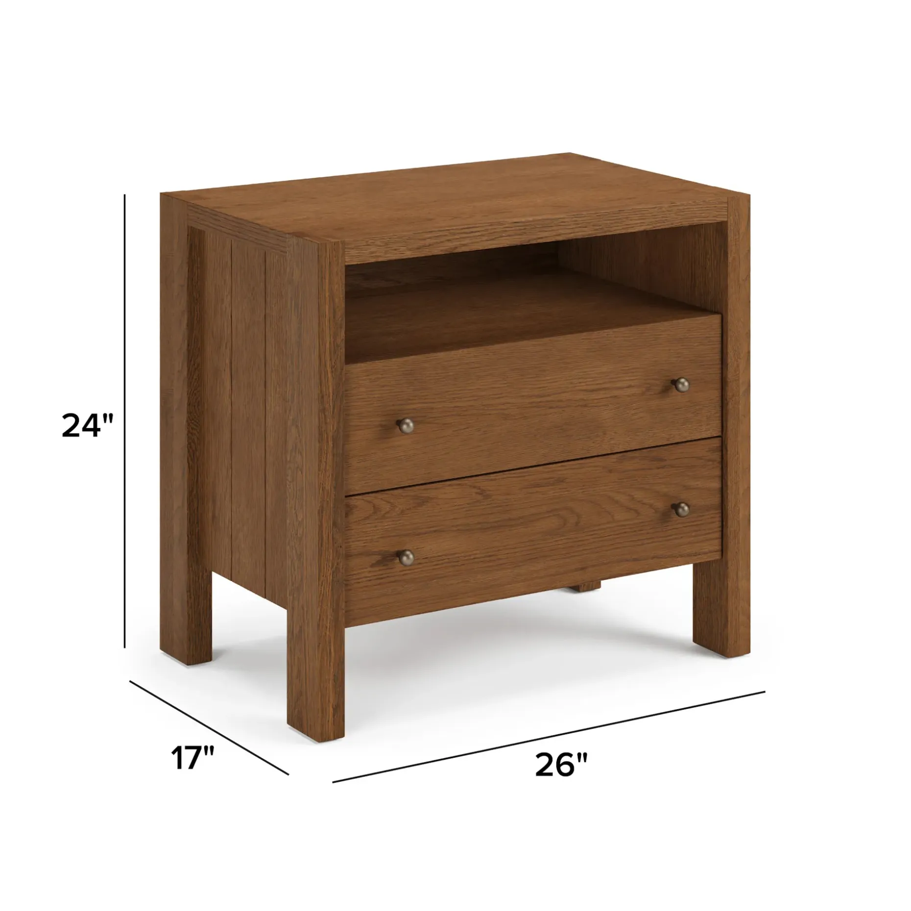 Cassie 2-Drawer Nightstand - Smoked Oak