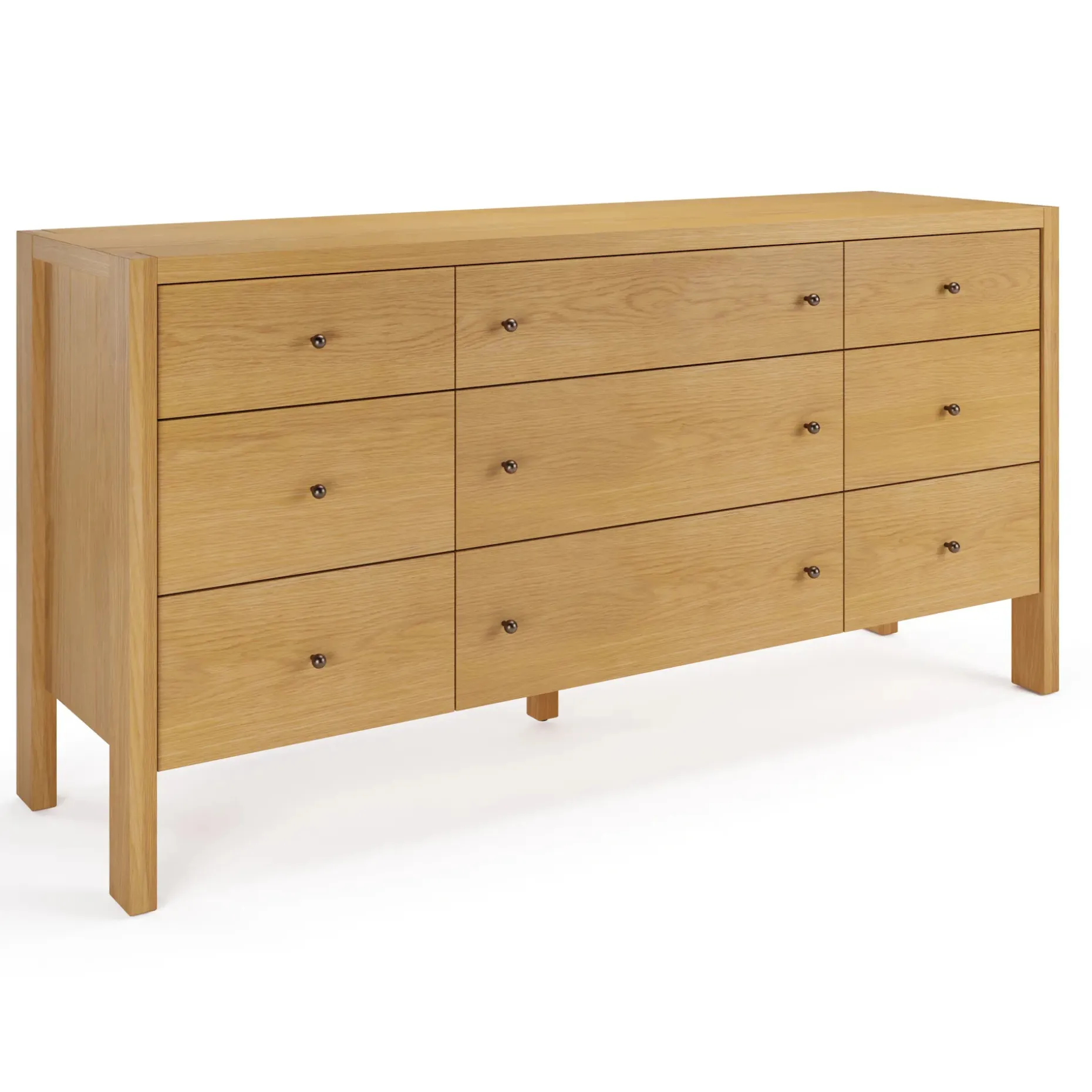 Cassie 9-Drawer Triple Dresser - Natural Oak