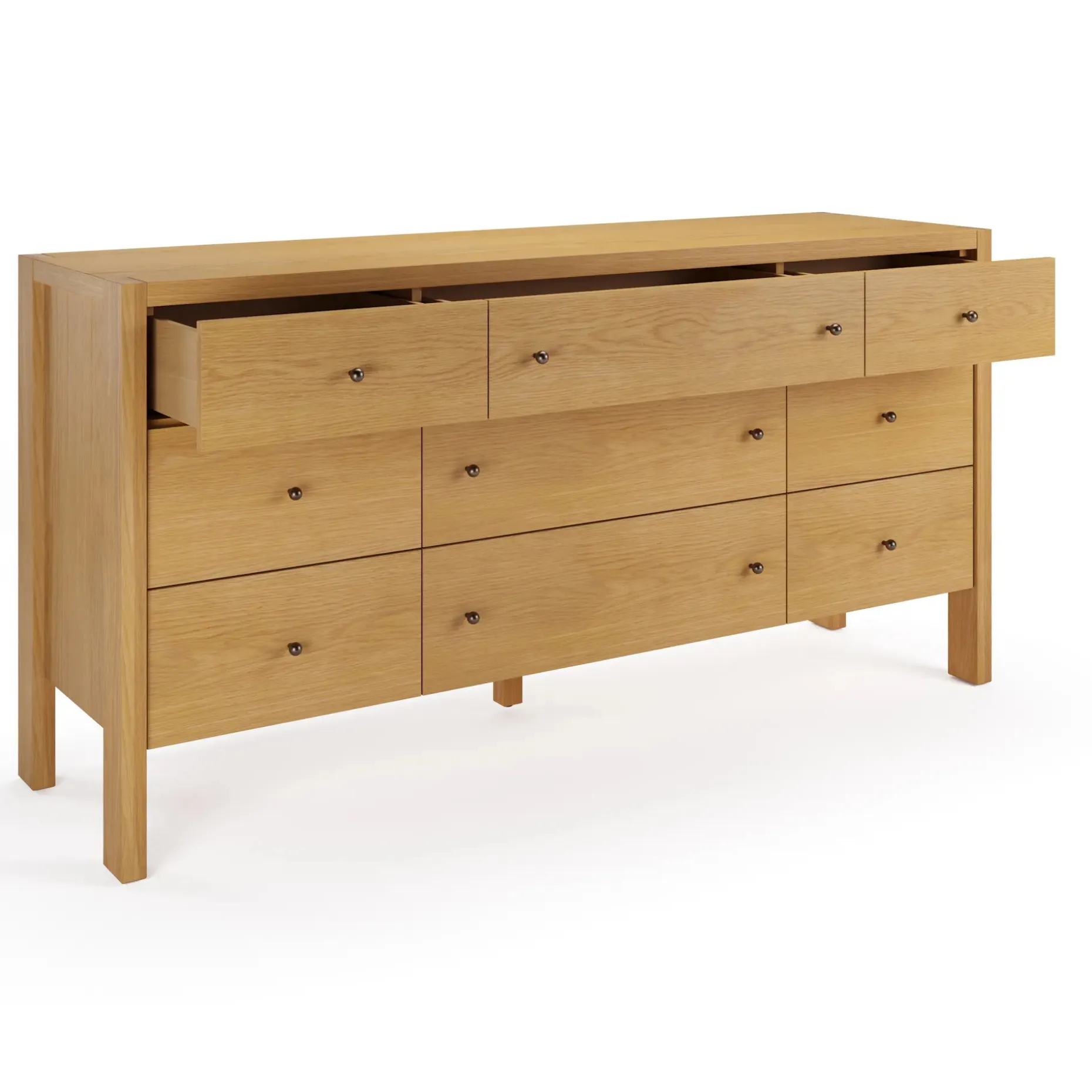 Cassie 9-Drawer Triple Dresser - Natural Oak