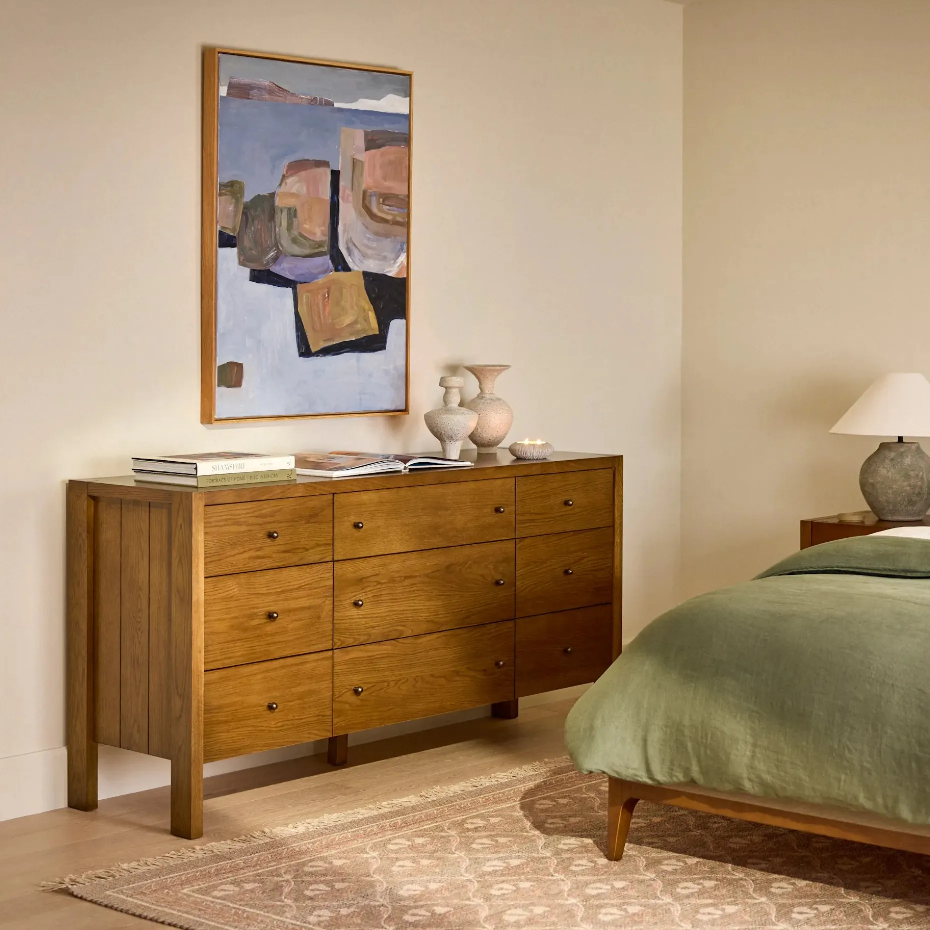 Cassie 9-Drawer Triple Dresser - Smoked Oak