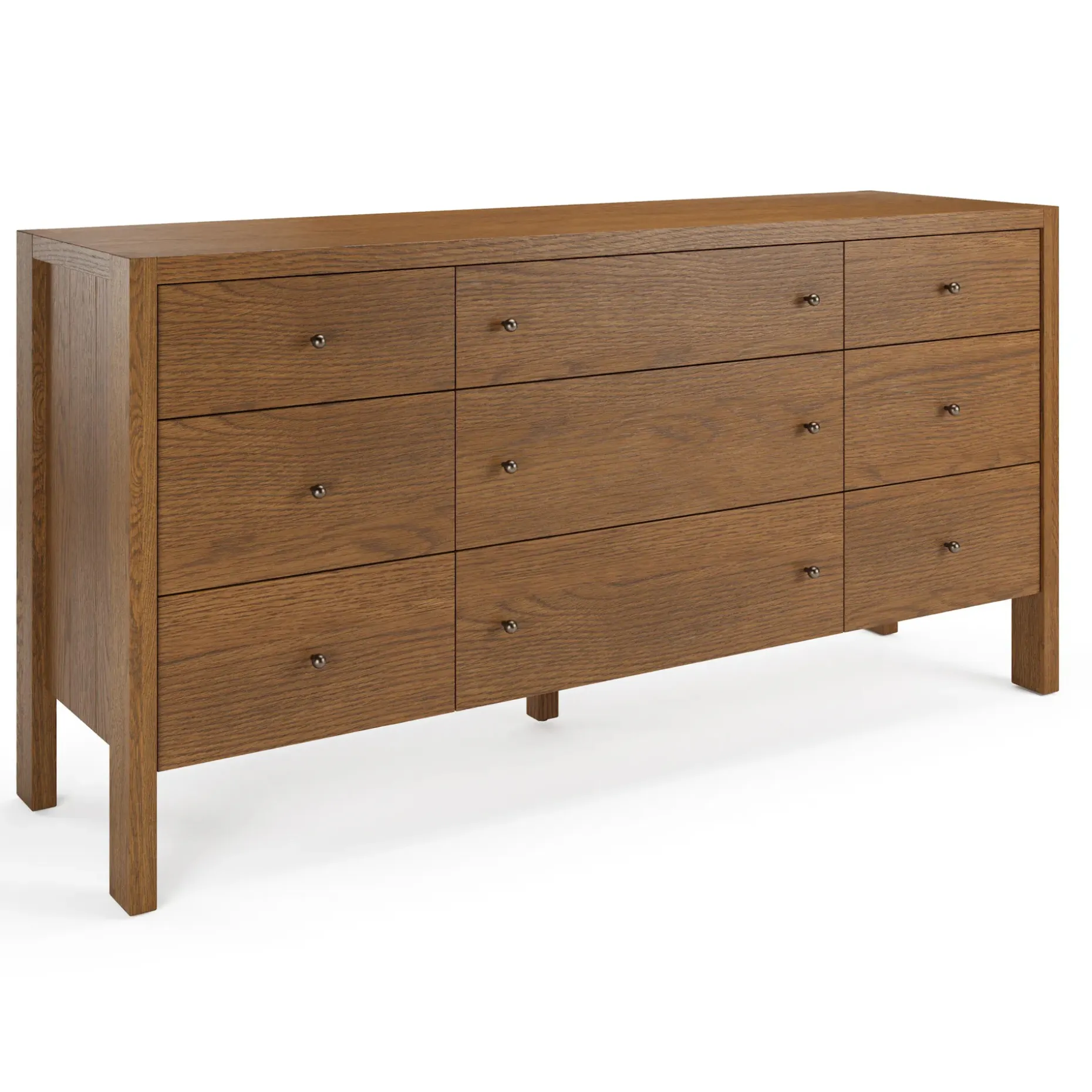Cassie 9-Drawer Triple Dresser - Smoked Oak