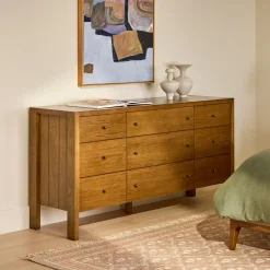 Cassie 9-Drawer Triple Dresser - Smoked Oak
