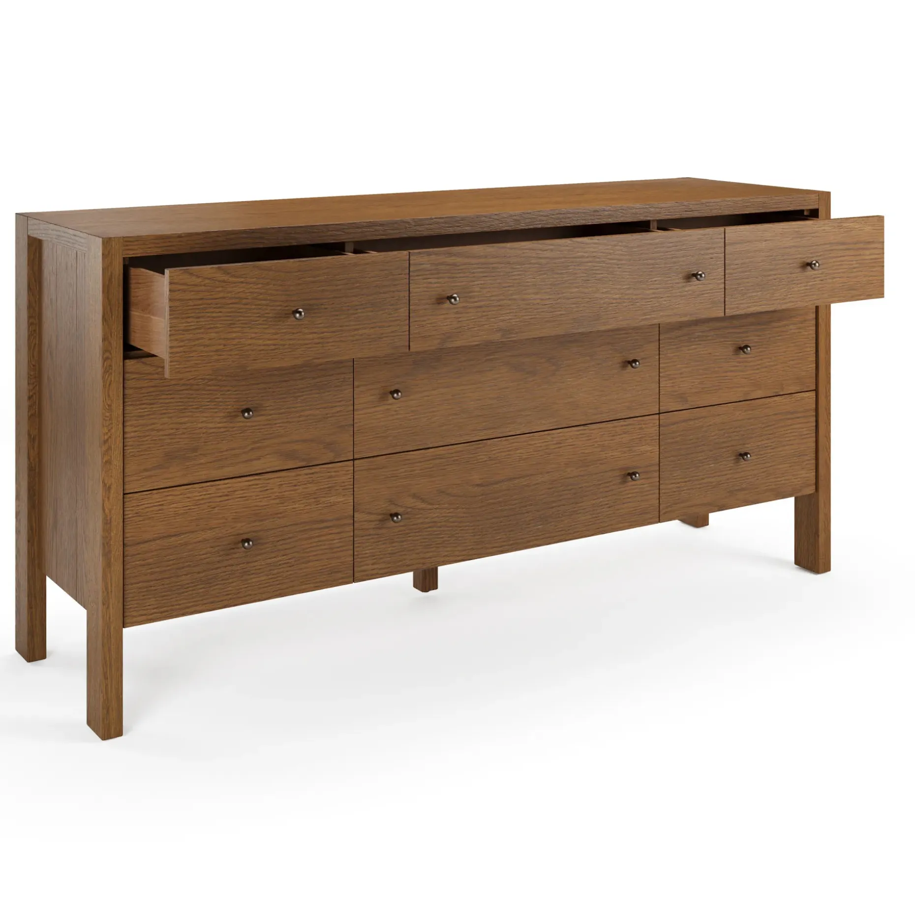 Cassie 9-Drawer Triple Dresser - Smoked Oak