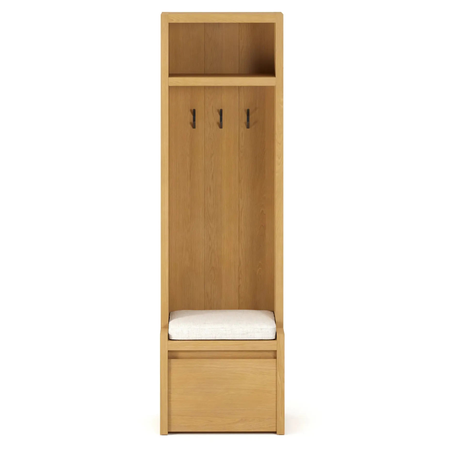 Cassie 22" Hall Tree - Natural Oak and Ivory Chenille