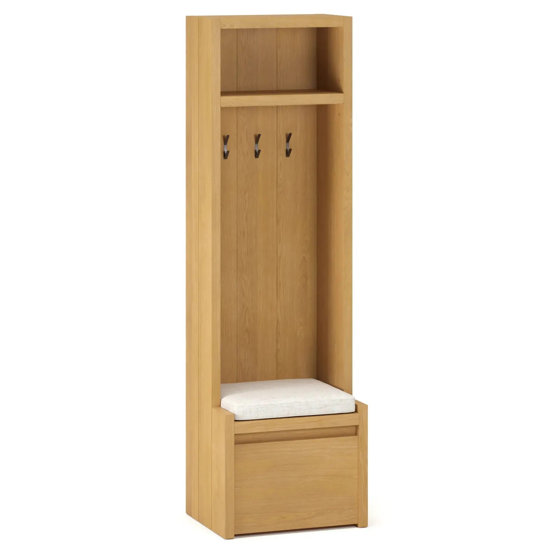 Cassie 22" Hall Tree - Natural Oak and Ivory Chenille