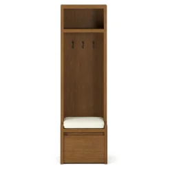 Cassie 22" Hall Tree - Smoked Oak and Taupe Chenille