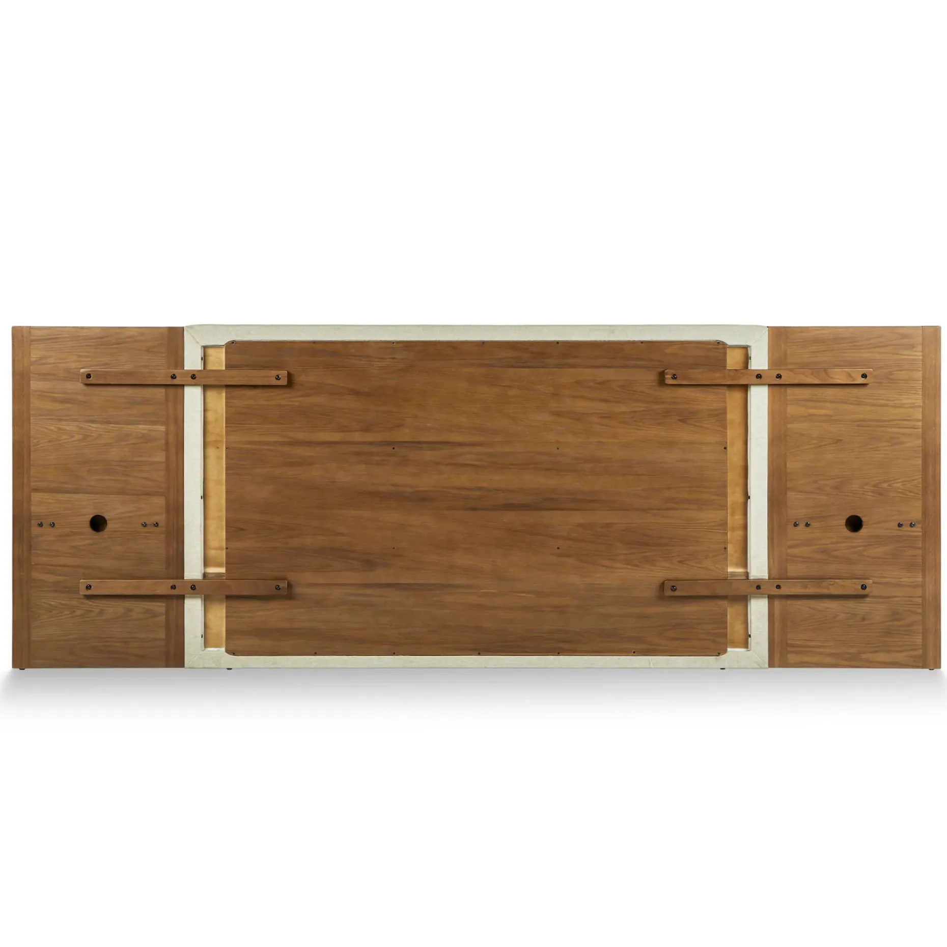 Cassie King Upholstered Bed with Nightstands - Smoked Oak and Taupe Chenille