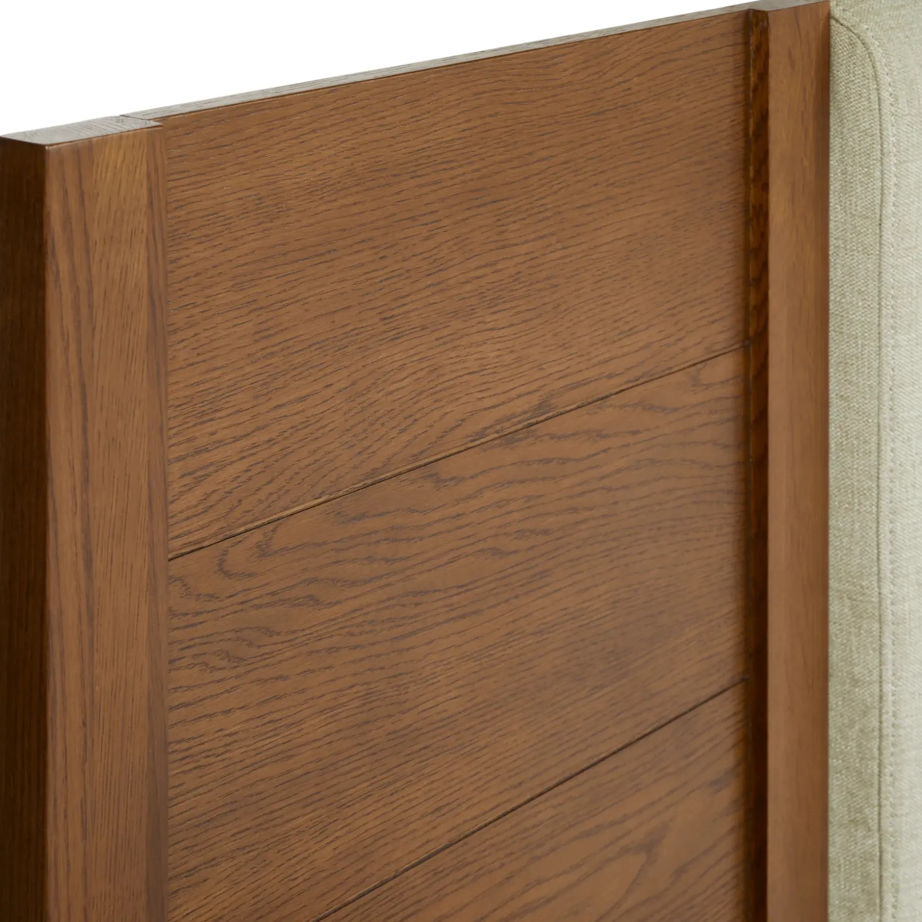 Cassie King Upholstered Bed with Nightstands - Smoked Oak and Taupe Chenille
