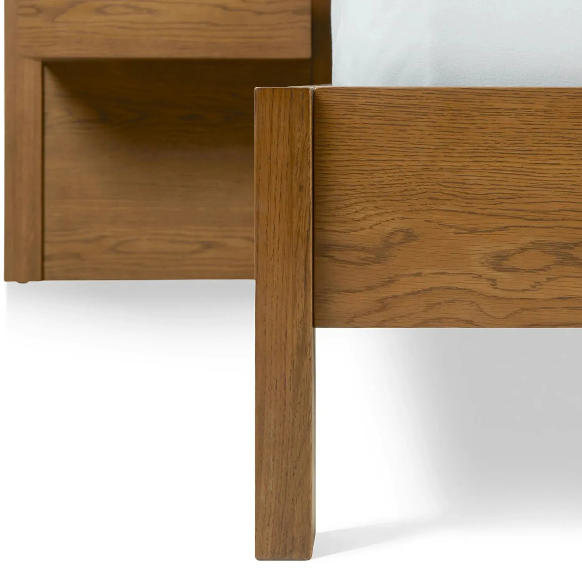 Cassie King Upholstered Bed with Nightstands - Smoked Oak and Taupe Chenille