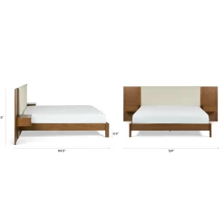 Cassie King Upholstered Bed with Nightstands - Smoked Oak and Taupe Chenille
