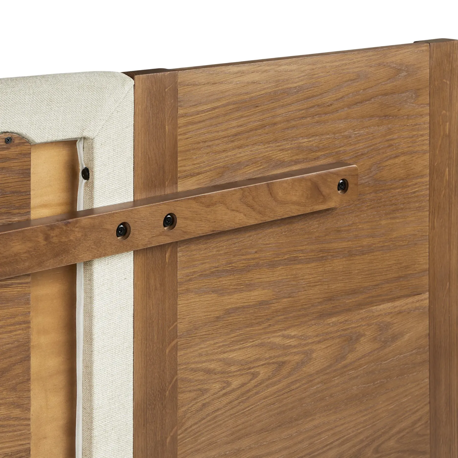 Cassie King Upholstered Bed with Nightstands - Smoked Oak and Taupe Chenille