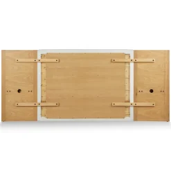 Cassie King Upholstered Bed with Nightstands - Natural Oak and Ivory Chenille