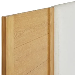 Cassie King Upholstered Bed with Nightstands - Natural Oak and Ivory Chenille