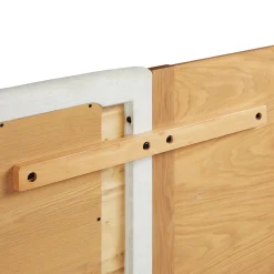 Cassie King Upholstered Bed with Nightstands - Natural Oak and Ivory Chenille