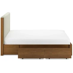 Cassie King Upholstered Storage Bed - Smoked Oak and Taupe Chenille