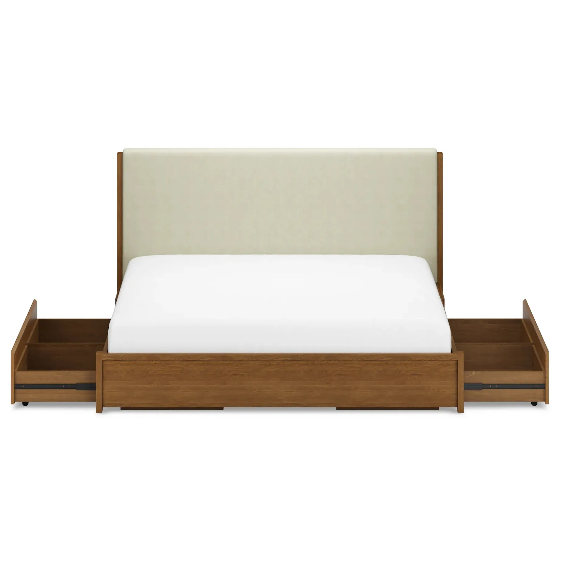 Cassie King Upholstered Storage Bed - Smoked Oak and Taupe Chenille