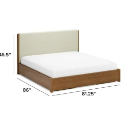 Cassie King Upholstered Storage Bed - Smoked Oak and Taupe Chenille
