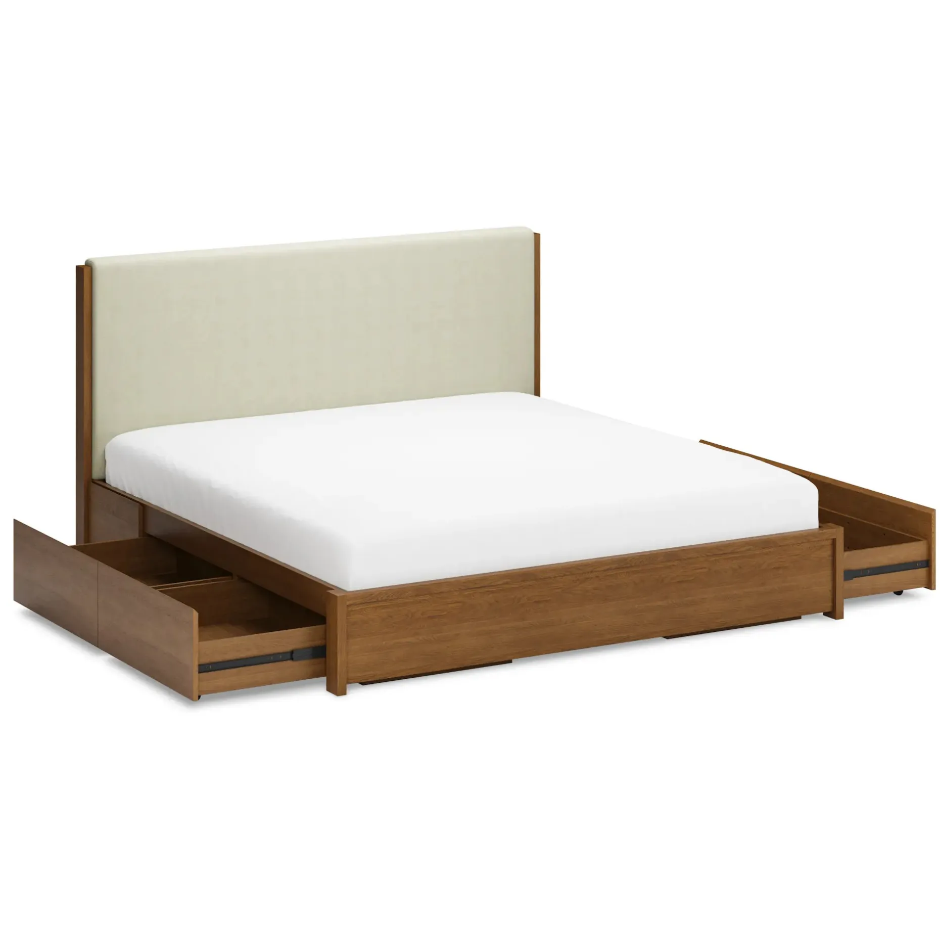 Cassie King Upholstered Storage Bed - Smoked Oak and Taupe Chenille