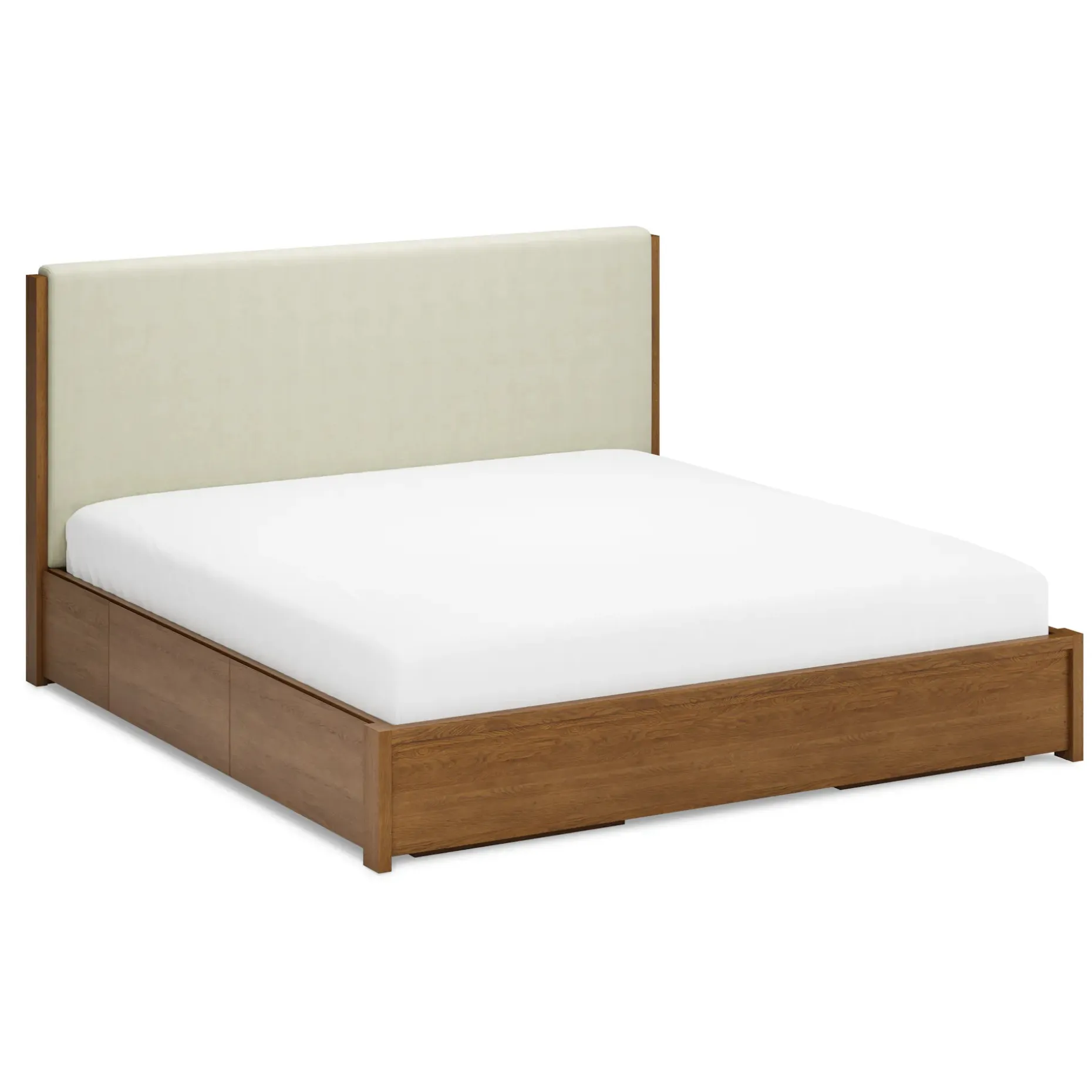 Cassie King Upholstered Storage Bed - Smoked Oak and Taupe Chenille