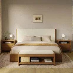Cassie King Upholstered Storage Bed - Smoked Oak and Taupe Chenille