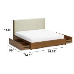 Cassie King Upholstered Storage Bed - Smoked Oak and Taupe Chenille