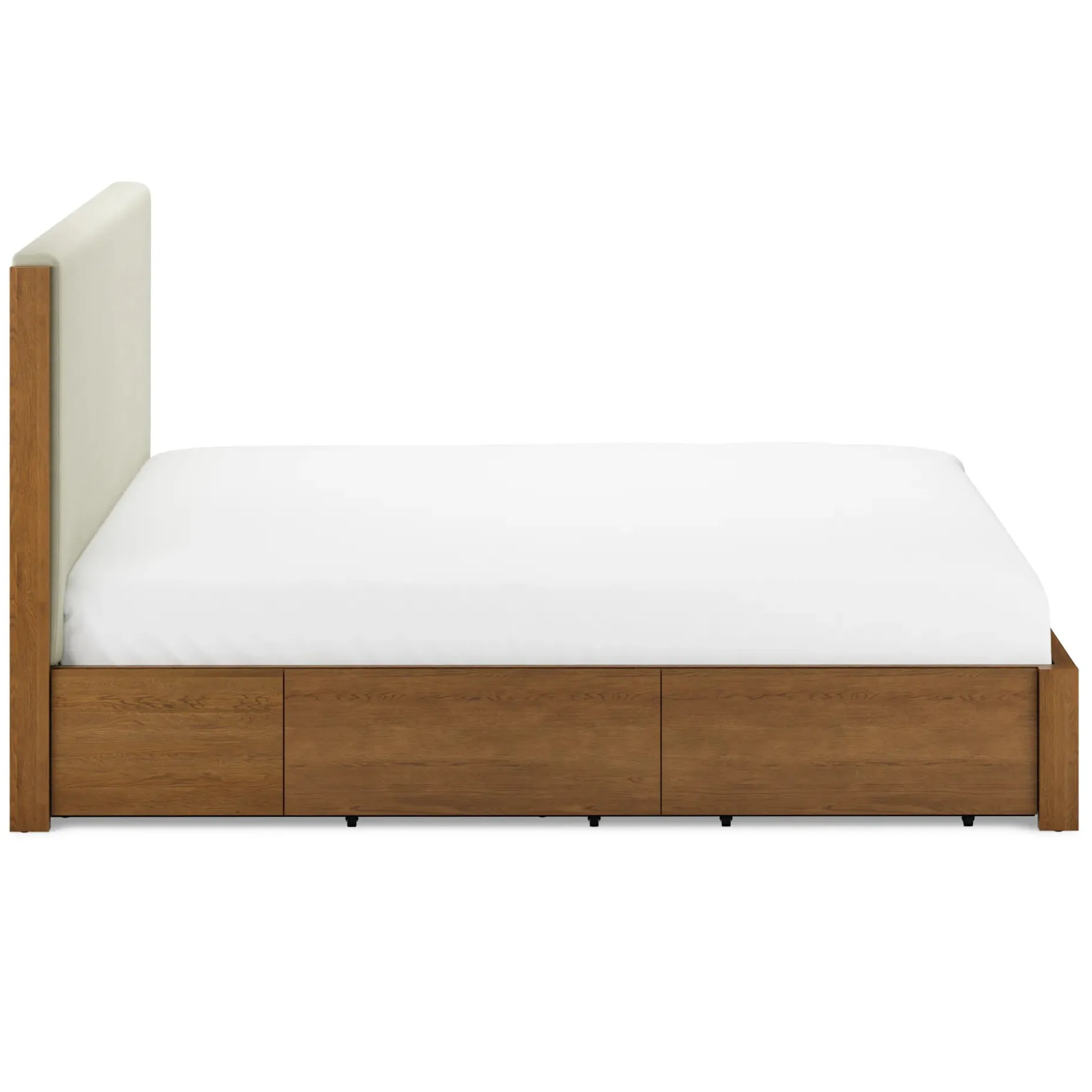 Cassie King Upholstered Storage Bed - Smoked Oak and Taupe Chenille