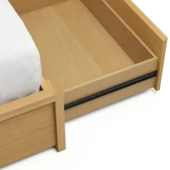 Cassie King Upholstered Storage Bed - Natural Oak and Ivory Chenille