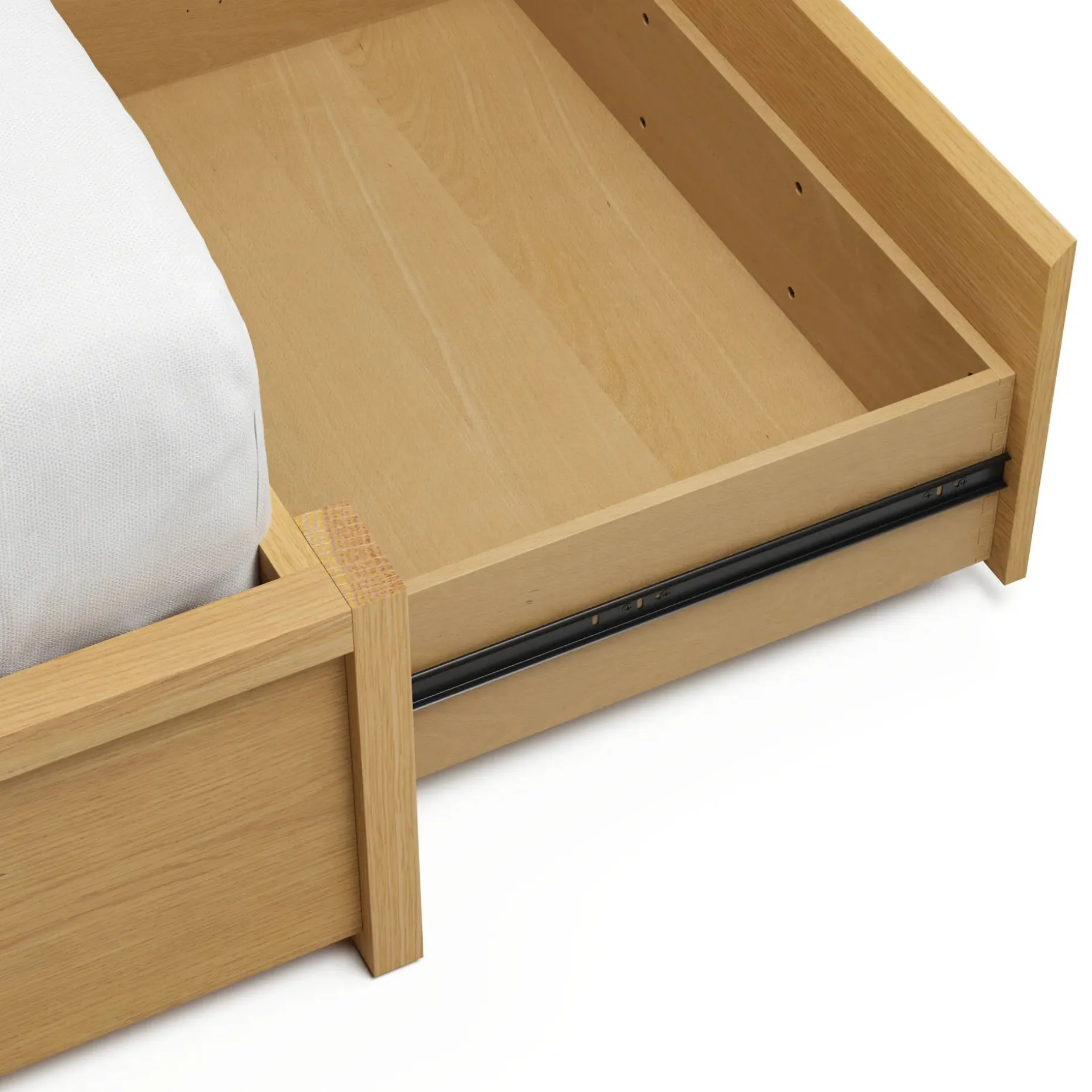 Cassie King Upholstered Storage Bed - Natural Oak and Ivory Chenille