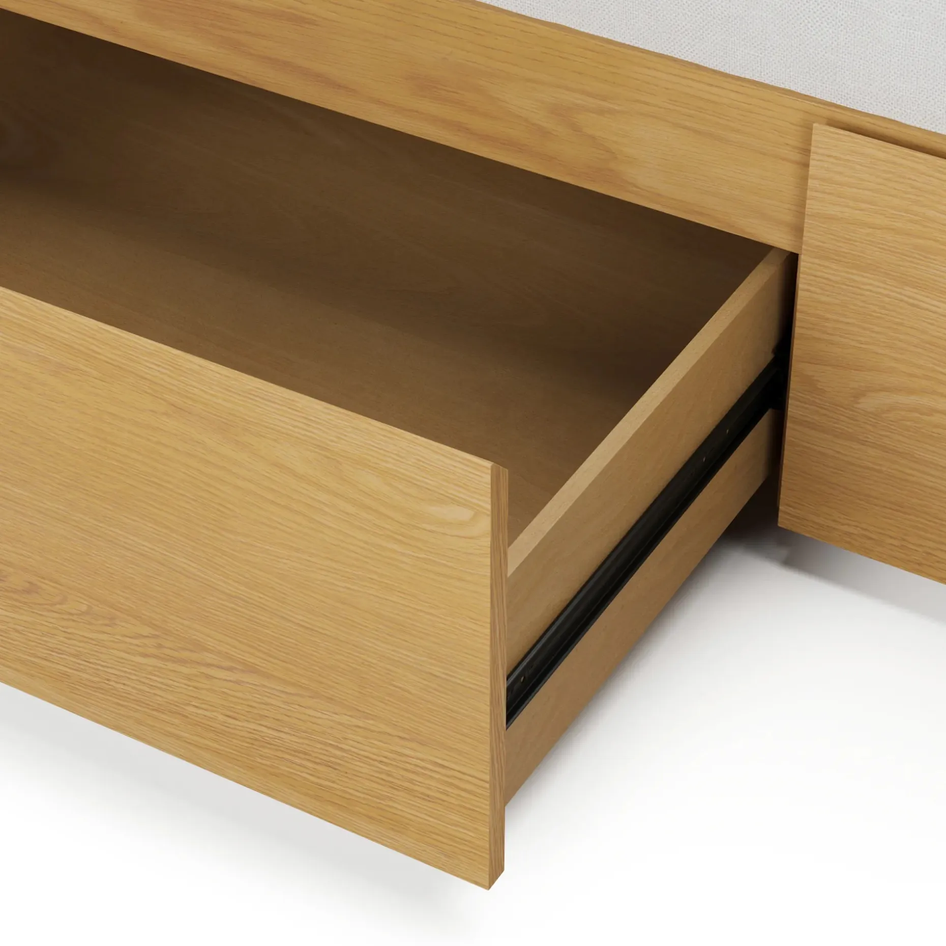 Cassie King Upholstered Storage Bed - Natural Oak and Ivory Chenille