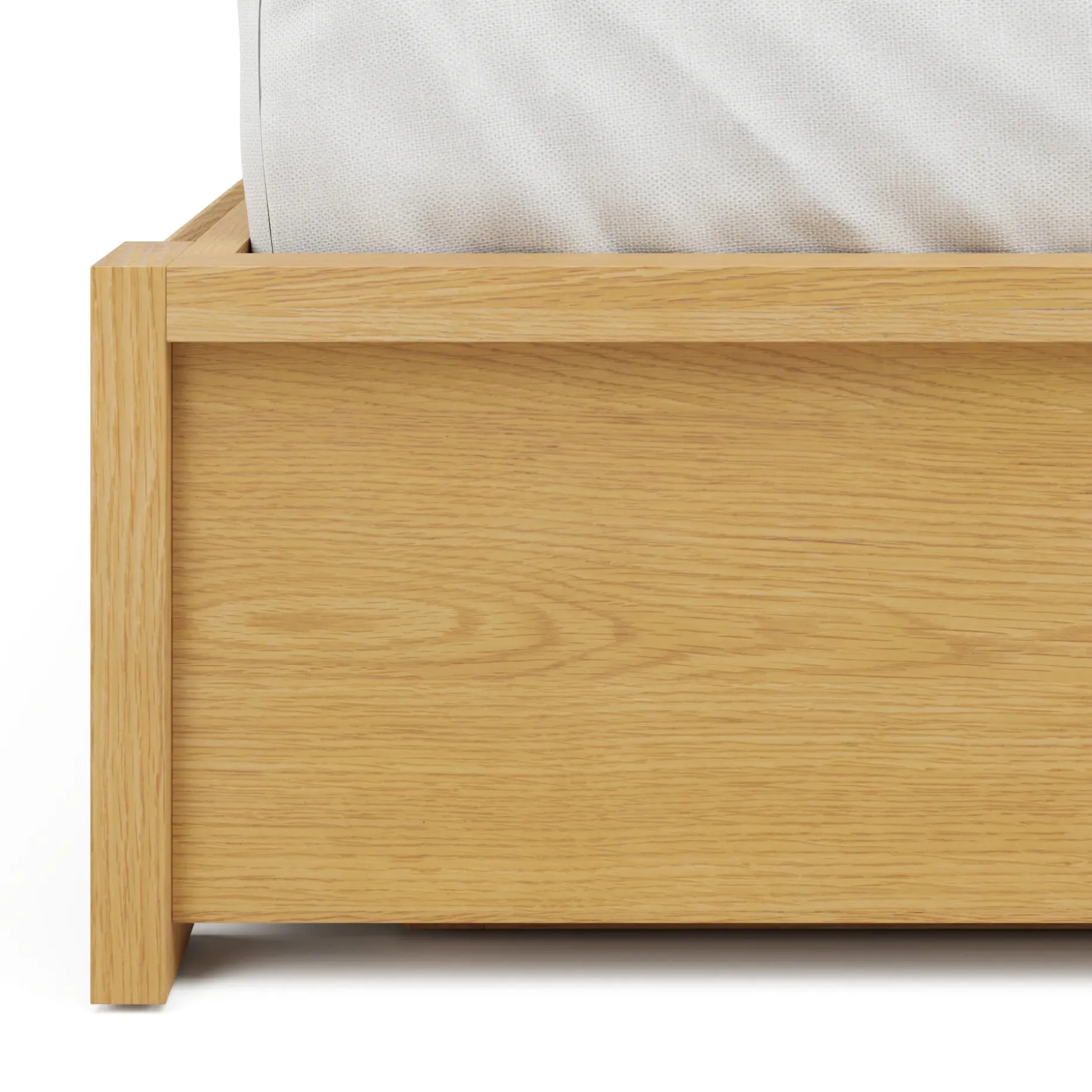 Cassie King Upholstered Storage Bed - Natural Oak and Ivory Chenille