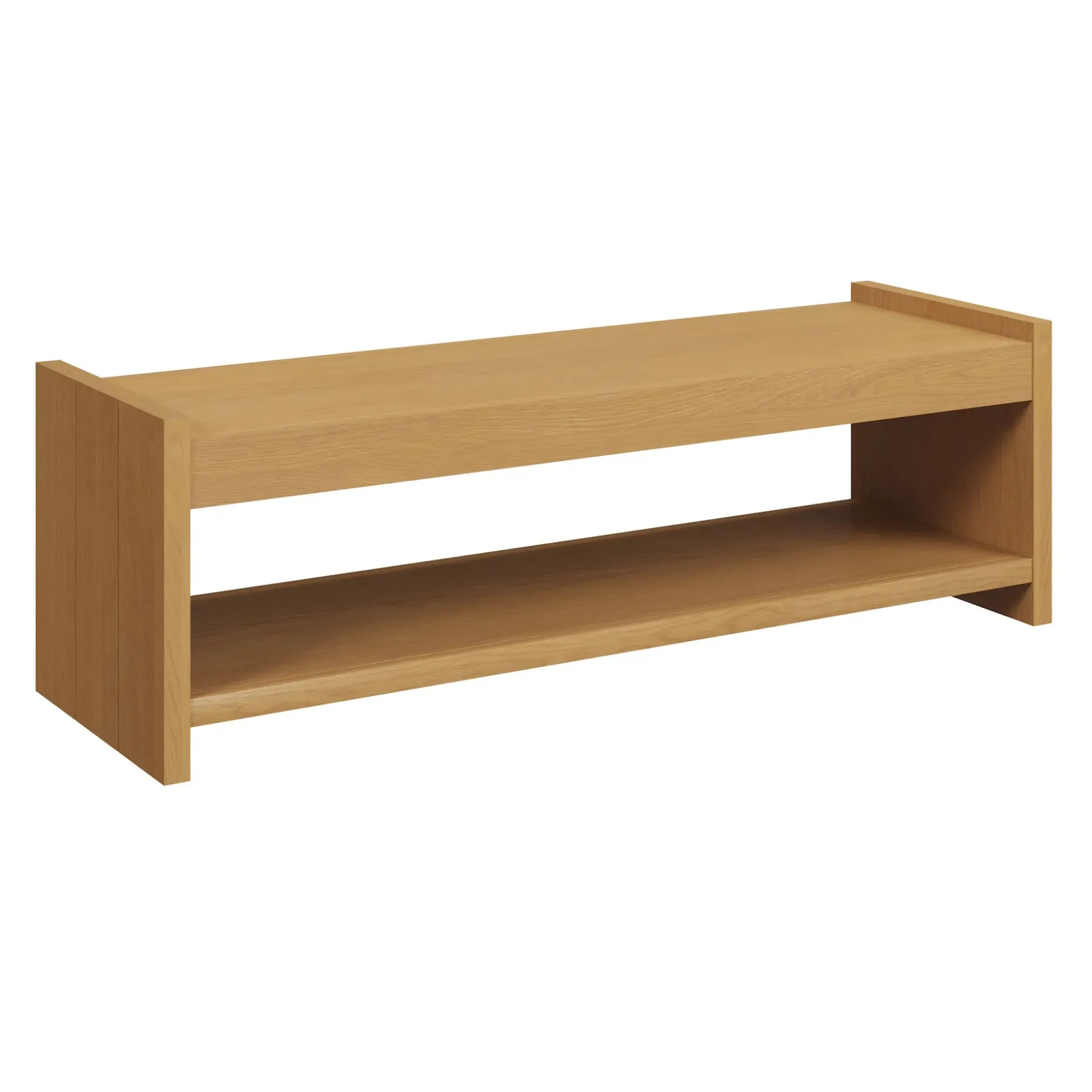 Cassie 56" Leather Bench - Natural Oak and Charme Tan