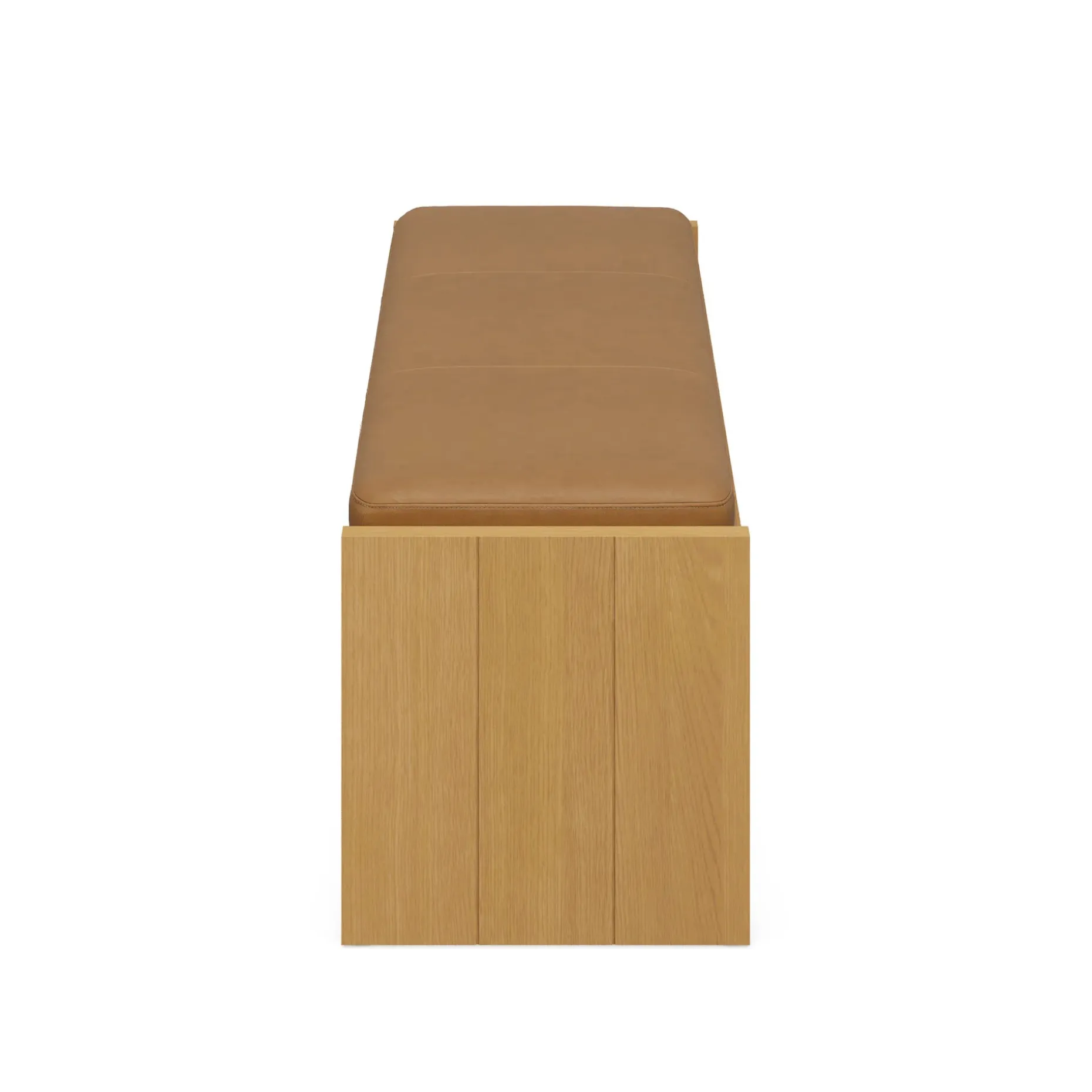 Cassie 56" Leather Bench - Natural Oak and Charme Tan
