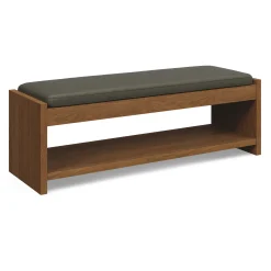 Cassie 56" Leather Bench - Smoked Oak and Charme Green
