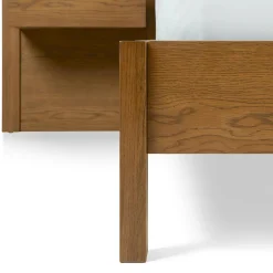 Cassie Queen Upholstered Bed with Nightstands - Smoked Oak and Taupe Chenille