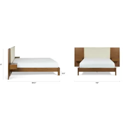 Cassie Queen Upholstered Bed with Nightstands - Smoked Oak and Taupe Chenille