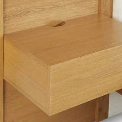 Cassie Queen Upholstered Bed with Nightstands - Natural Oak and Ivory Chenille
