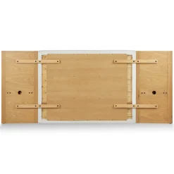 Cassie Queen Upholstered Bed with Nightstands - Natural Oak and Ivory Chenille
