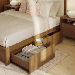 Cassie Queen Upholstered Storage Bed - Smoked Oak and Taupe Chenille
