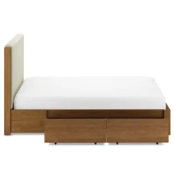 Cassie Queen Upholstered Storage Bed - Smoked Oak and Taupe Chenille