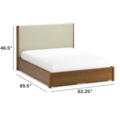 Cassie Queen Upholstered Storage Bed - Smoked Oak and Taupe Chenille