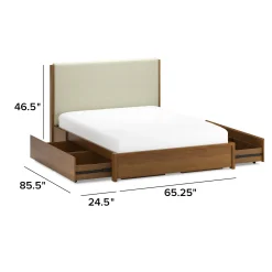 Cassie Queen Upholstered Storage Bed - Smoked Oak and Taupe Chenille