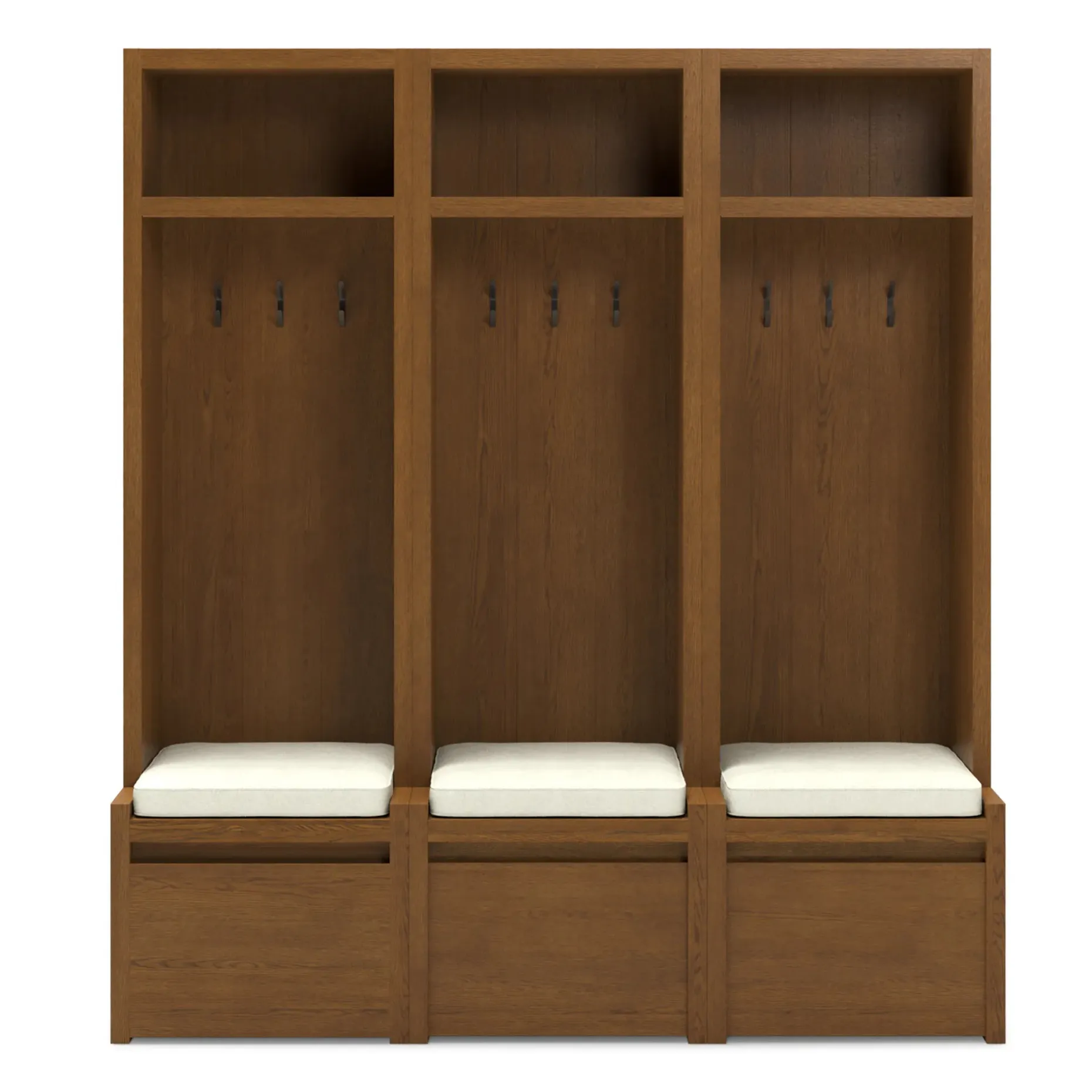 Cassie 66" Three-Piece Hall Tree Set - Smoked Oak and Taupe Chenille