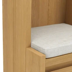 Cassie 100" Two-Piece Hall Tree and Bench Set - Natural Oak and Ivory Chenille